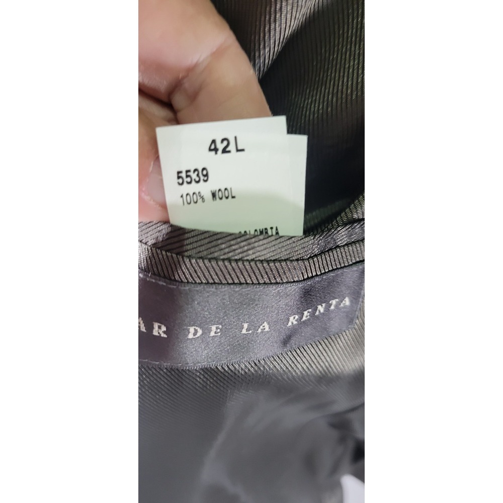 Oscar De La Renta Lt Green Men 100% Wool Plaid Suit Jacket 42L - Picture 3 of 11